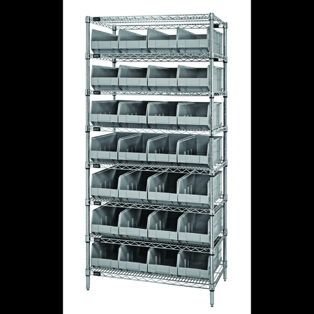 QUANTUM STORAGE SYSTEMS Stackable Shelf Bin Steel Shelving Systems WR8-483GY